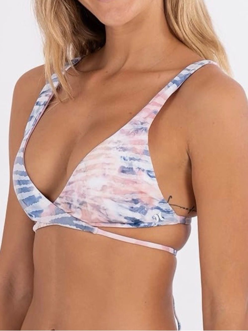 Hurley Zebra Color Wash Wrap Bikini Top, Medium, NWT